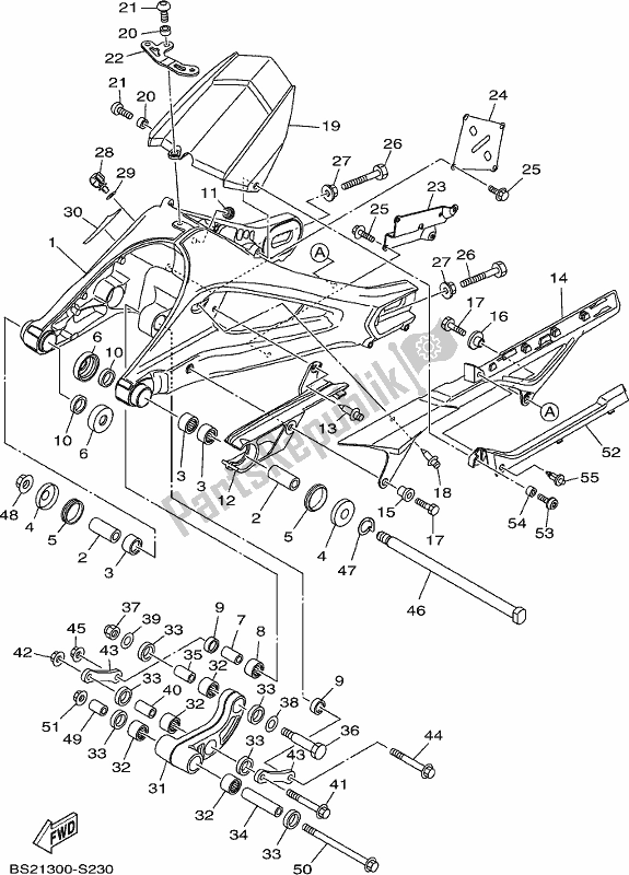 Alle onderdelen voor de Achterste Arm van de Yamaha MT 09 AH MTN 850-AH 900 2017