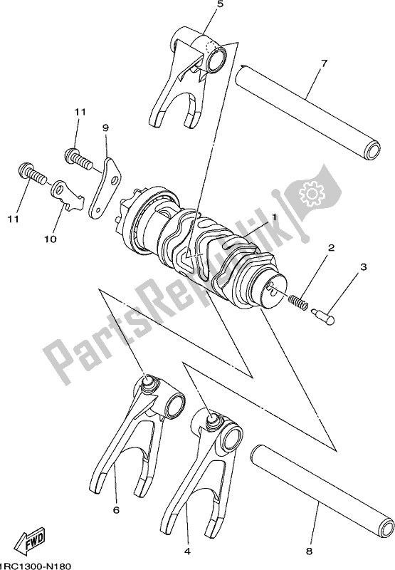 All parts for the Shift Cam & Fork of the Yamaha MT 09 AH MTN 850-AH 900 2017