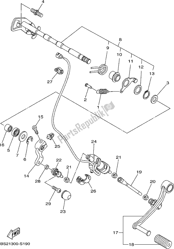 All parts for the Shift Shaft of the Yamaha MT 09 AH MTN 850-AH 900 2017