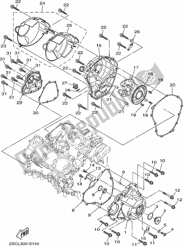 Wszystkie części do Pokrywa Skrzyni Korbowej 1 Yamaha MT 09 AH MTN 850 2017