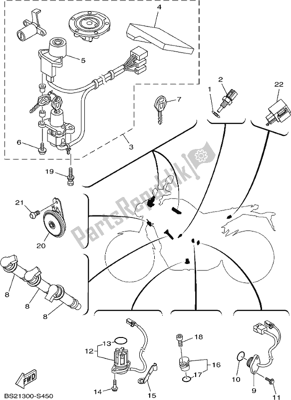 Wszystkie części do Elektryczny 2 Yamaha MT 09 AH MTN 850 2017