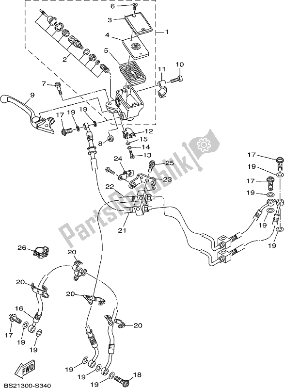 Wszystkie części do Przedni Cylinder G?ówny Yamaha MT 09 AH MTN 850 2017