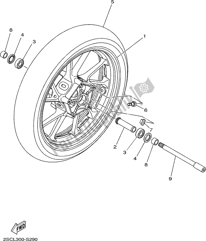 Wszystkie części do Przednie Ko? O Yamaha MT 09 AH MTN 850 2017