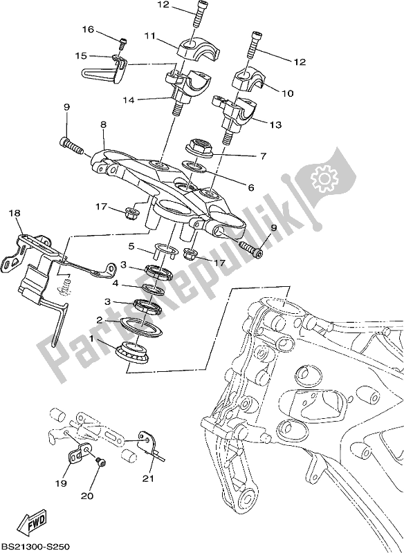 Alle onderdelen voor de Sturen van de Yamaha MT 09 AH MTN 850 2017