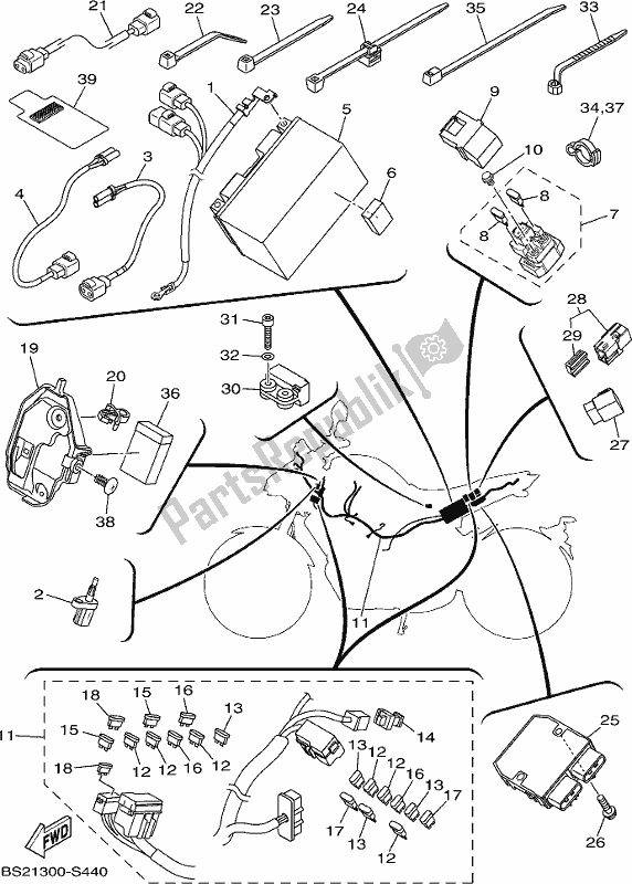 All parts for the Electrical 1 of the Yamaha MT 09 AJ MTN 850-AJ 2018