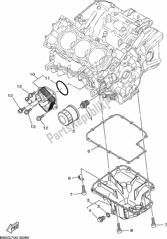 Alle onderdelen voor de Olie Reiniger van de Yamaha MT 09 AJ MTN 850-AJ 2018