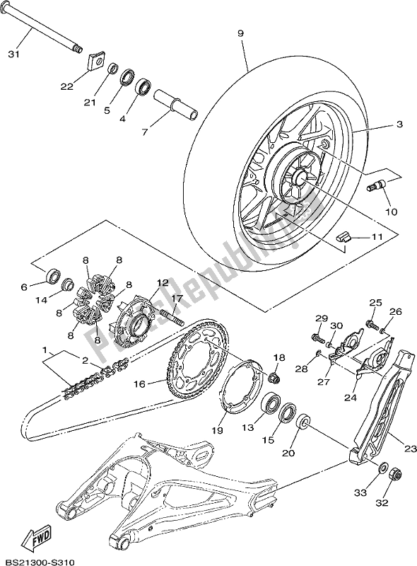 Todas las partes para Rueda Trasera de Yamaha MT 09 AJ MTN 850-AJ 2018