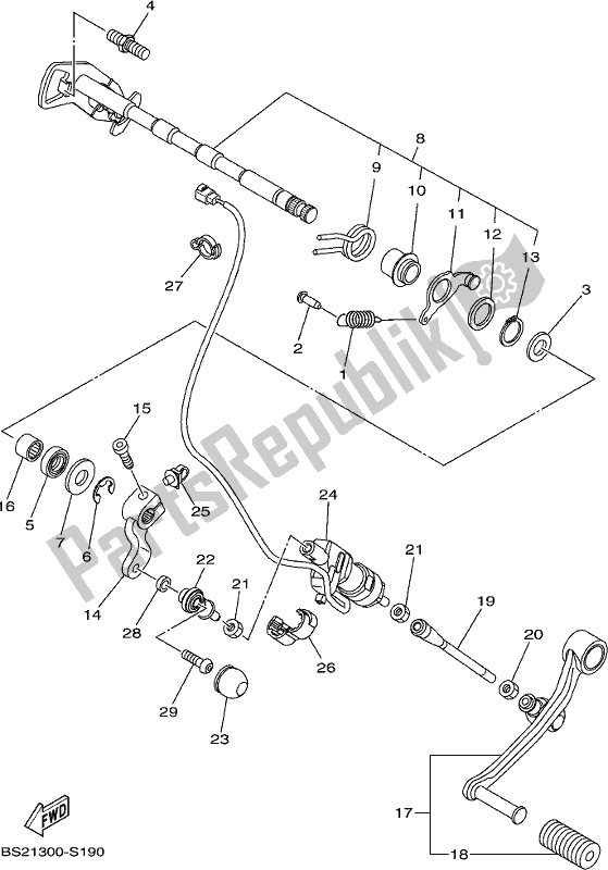 All parts for the Shift Shaft of the Yamaha MT 09 AJ MTN 850-AJ 2018