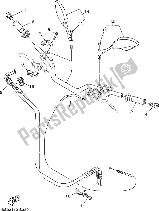 All parts for the Steering Handle & Cable of the Yamaha MT 09 AJ MTN 850-AJ 2018