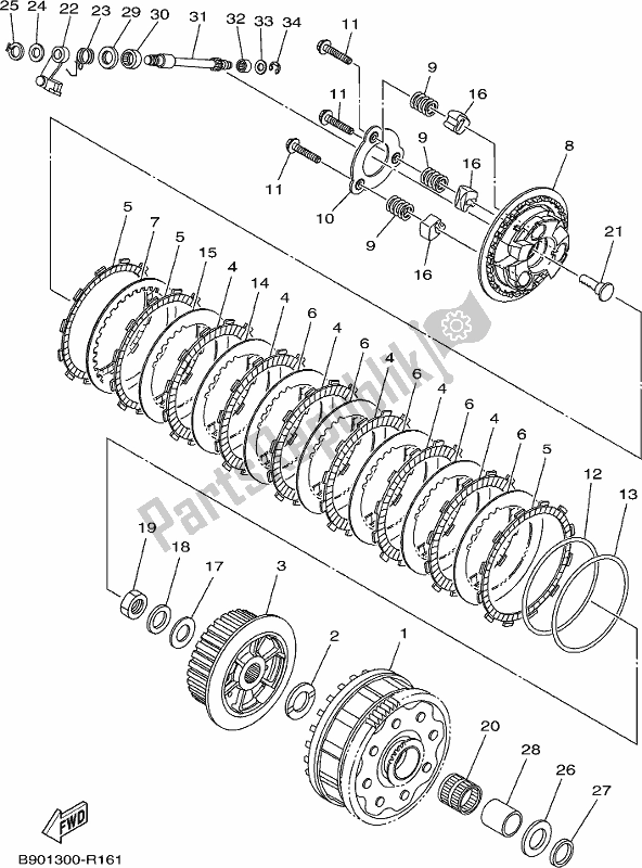 All parts for the Clutch of the Yamaha MT 09 AJ MTN 850-AJ 900 2018