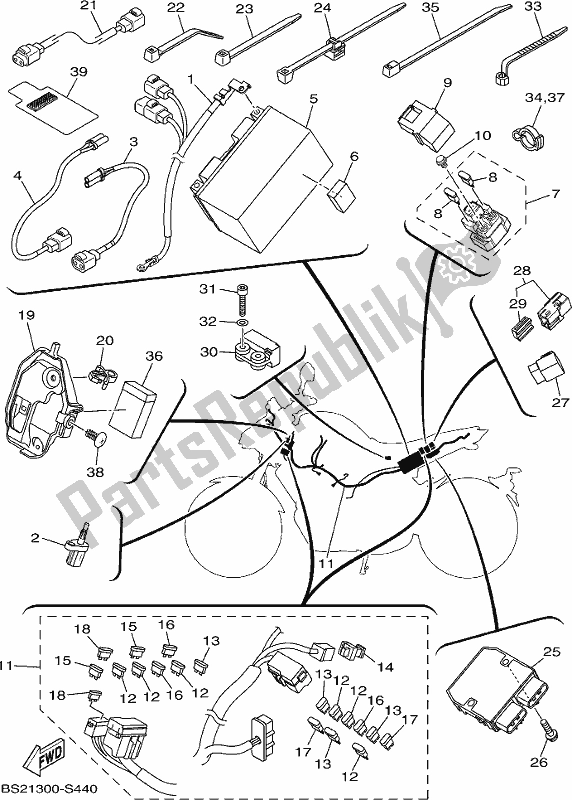 All parts for the Electrical 1 of the Yamaha MT 09 AJ MTN 850-AJ 900 2018