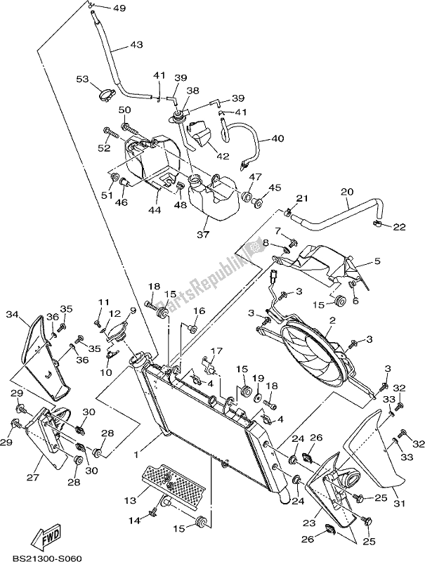 All parts for the Radiator & Hose of the Yamaha MT 09 AJ MTN 850-AJ 900 2018