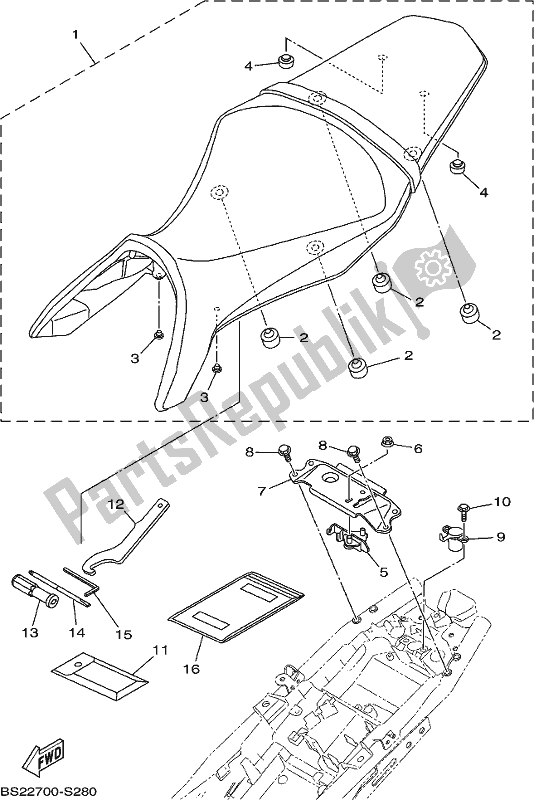 All parts for the Seat of the Yamaha MT 09 AJ MTN 850-AJ 900 2018