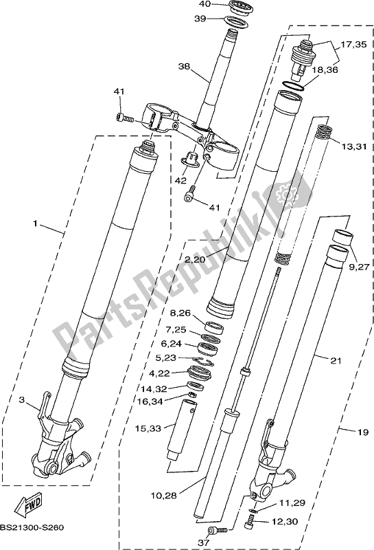 Todas as partes de Garfo Dianteiro do Yamaha MT 09 AJ MTN 850 2018