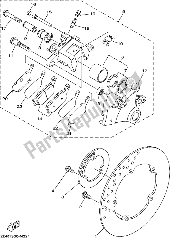 Wszystkie części do Zacisk Hamulca Tylnego Yamaha MT 09 AJ MTN 850 2018