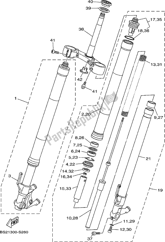 Tutte le parti per il Forcella Anteriore del Yamaha MT 09 AK MTN 850 2019