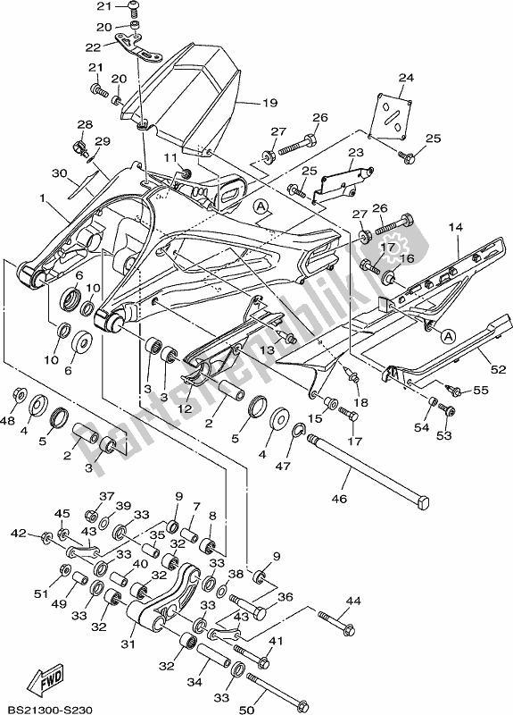 All parts for the Rear Arm of the Yamaha MT 09 AK MTN 850 2019