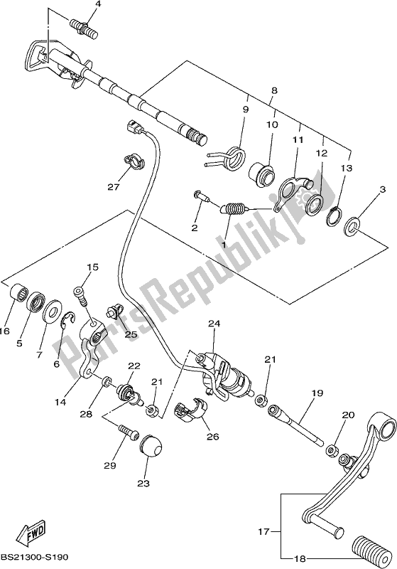 Todas as partes de Eixo De Mudança do Yamaha MT 09 AK MTN 850 2019