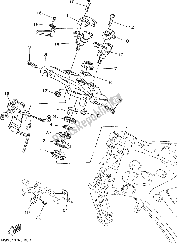 All parts for the Steering of the Yamaha MT 09 AK MTN 850 2019