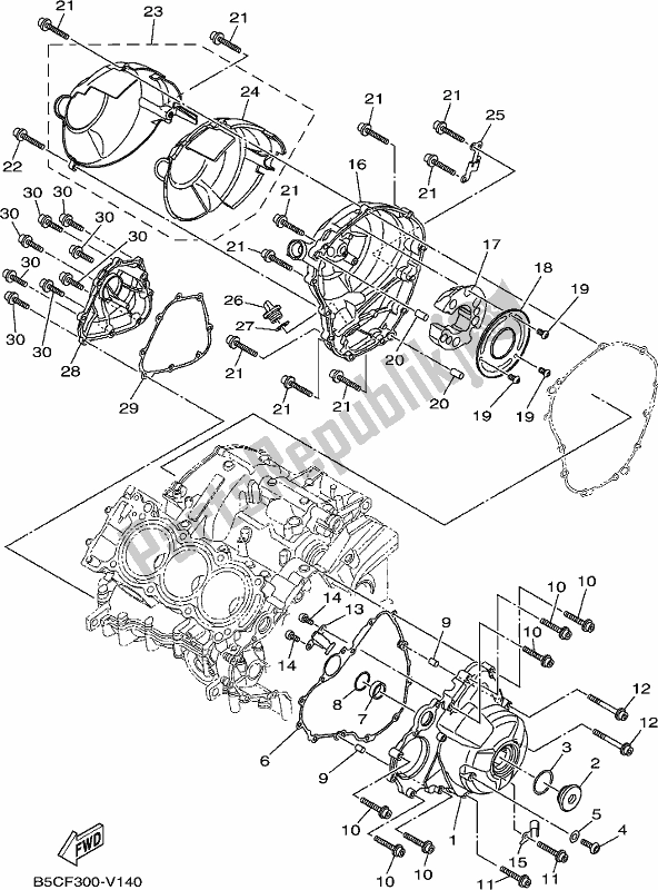 Wszystkie części do Pokrywa Skrzyni Korbowej 1 Yamaha MT 09 AL MTN 850-AL 2020