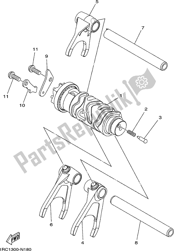 Todas as partes de Shift Cam E Garfo do Yamaha MT 09 AL MTN 850-AL 2020