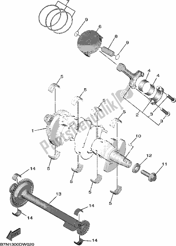 All parts for the Crankshaft & Piston of the Yamaha MT 09 Aspm MTN 890 DM 2021
