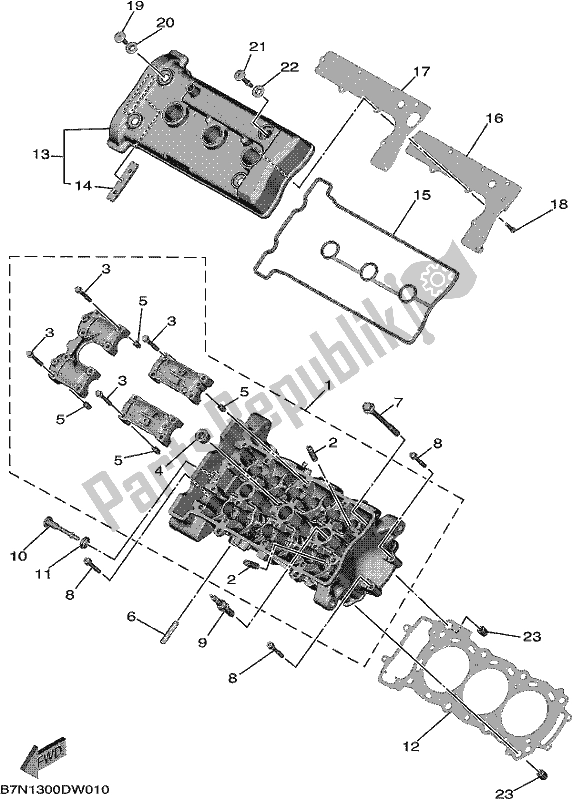 All parts for the Cylinder Head of the Yamaha MT 09 Aspm MTN 890 DM 2021