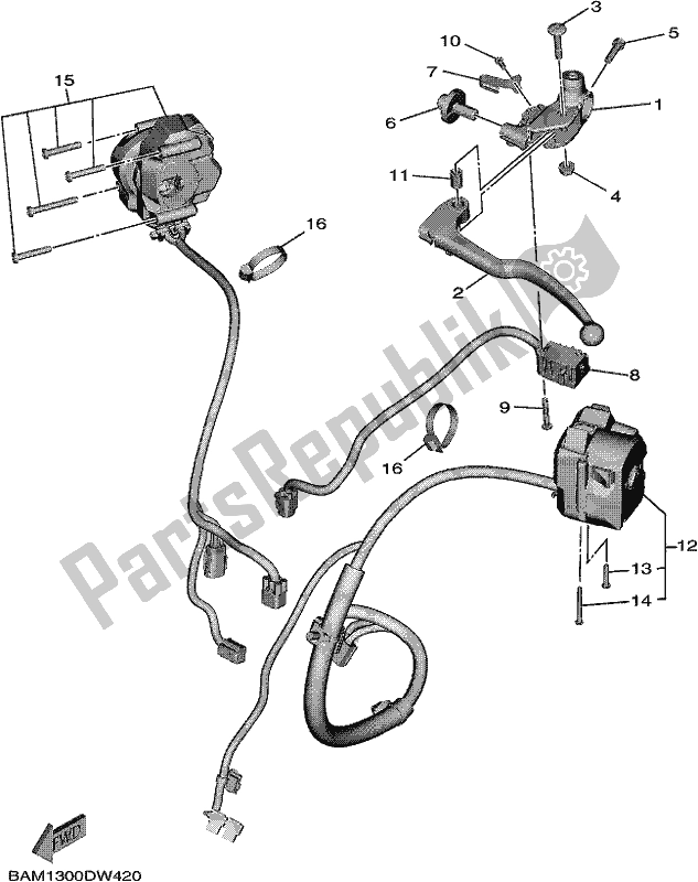 Alle onderdelen voor de Handvat Schakelaar & Hendel van de Yamaha MT 09 Aspm MTN 890 DM 2021