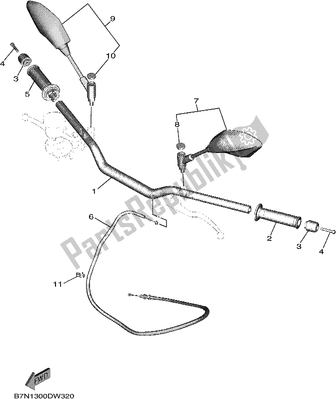 Alle onderdelen voor de Stuurhendel En Kabel van de Yamaha MT 09 Aspm MTN 890 DM 2021