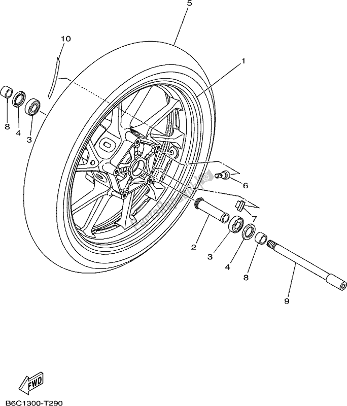 Tutte le parti per il Ruota Anteriore del Yamaha MT 09 SP MTN 850 DJ 900 2018