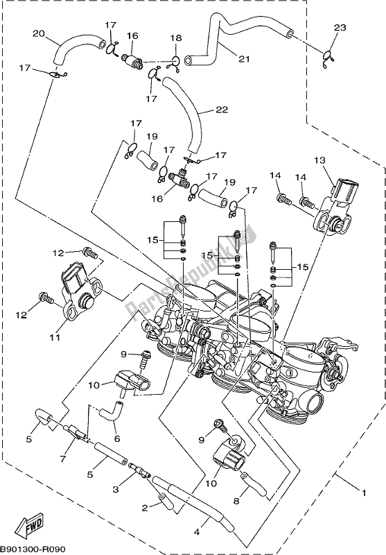 All parts for the Intake of the Yamaha MT 09 SP MTN 850 DJ 900 2018