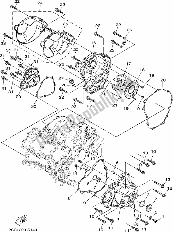 All parts for the Crankcase Cover 1 of the Yamaha MT 09 Trah Tracer 900 2017