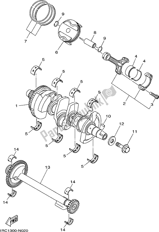 All parts for the Crankshaft & Piston of the Yamaha MT 09 Trah Tracer 900 2017