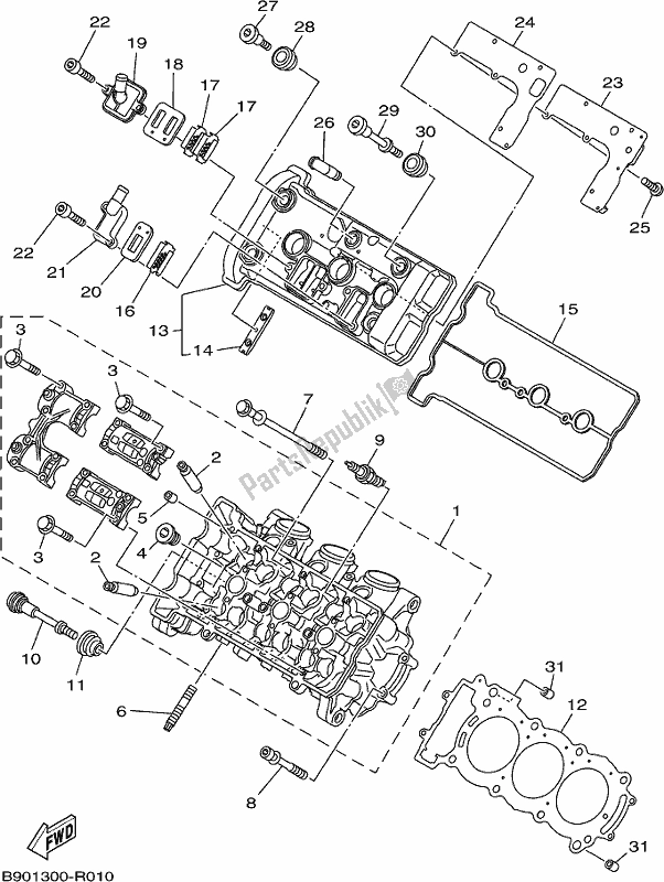 Toutes les pièces pour le Culasse du Yamaha MT 09 Trah Tracer 900 2017