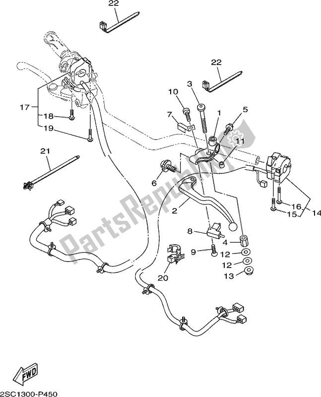 All parts for the Handle Switch & Lever of the Yamaha MT 09 Trah Tracer 900 2017