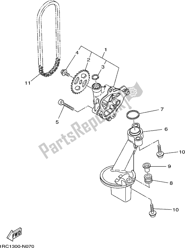 All parts for the Oil Pump of the Yamaha MT 09 Trah Tracer 900 2017