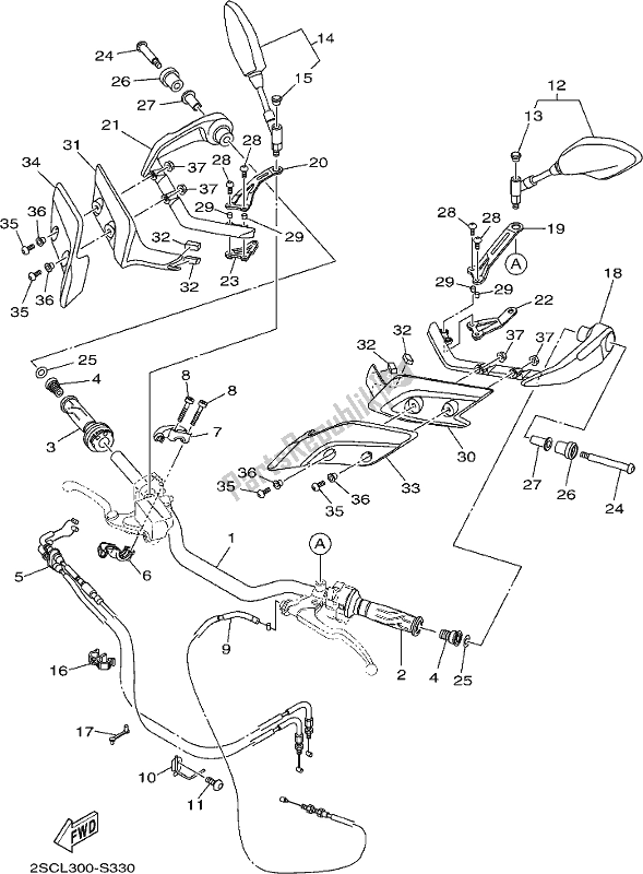 Alle onderdelen voor de Stuurhendel En Kabel van de Yamaha MT 09 Trah Tracer 900 2017