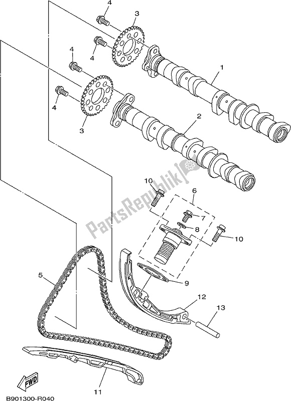 All parts for the Camshaft & Chain of the Yamaha MT 09 Traj MTT 850J 2018