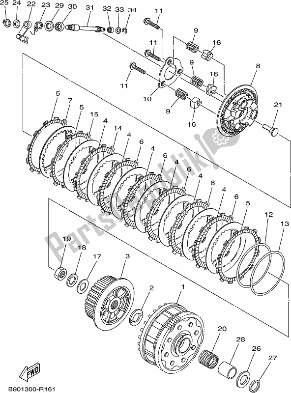 All parts for the Clutch of the Yamaha MT 09 Traj MTT 850J 2018