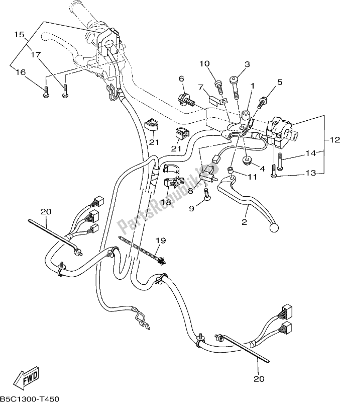 All parts for the Handle Switch & Lever of the Yamaha MT 09 Traj MTT 850J 2018