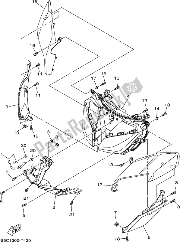 All parts for the Headlight of the Yamaha MT 09 Traj MTT 850J 2018