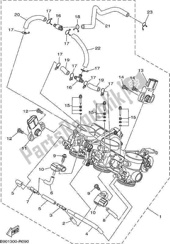 All parts for the Intake of the Yamaha MT 09 Traj MTT 850J 2018