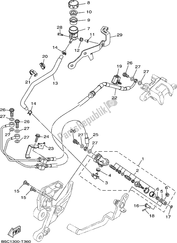 Tutte le parti per il Pompa Freno Posteriore del Yamaha MT 09 Traj MTT 850J 2018