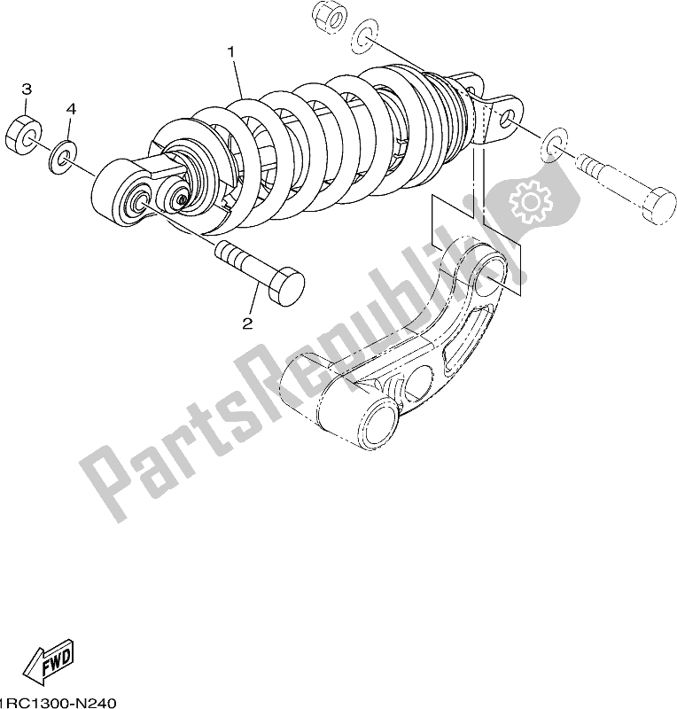 All parts for the Rear Suspension of the Yamaha MT 09 Traj MTT 850J 2018