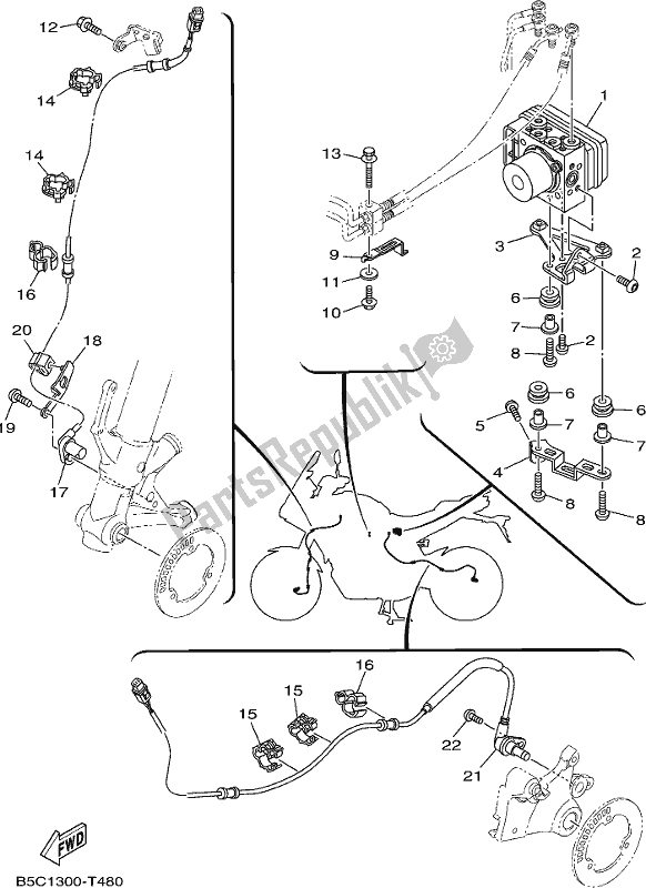 All parts for the Electrical 3 of the Yamaha MT 09 Trak MTT 850K 2019