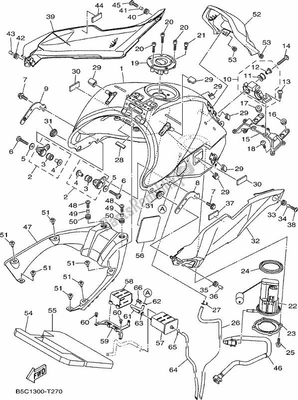 All parts for the Fuel Tank of the Yamaha MT 09 Trak MTT 850K 2019