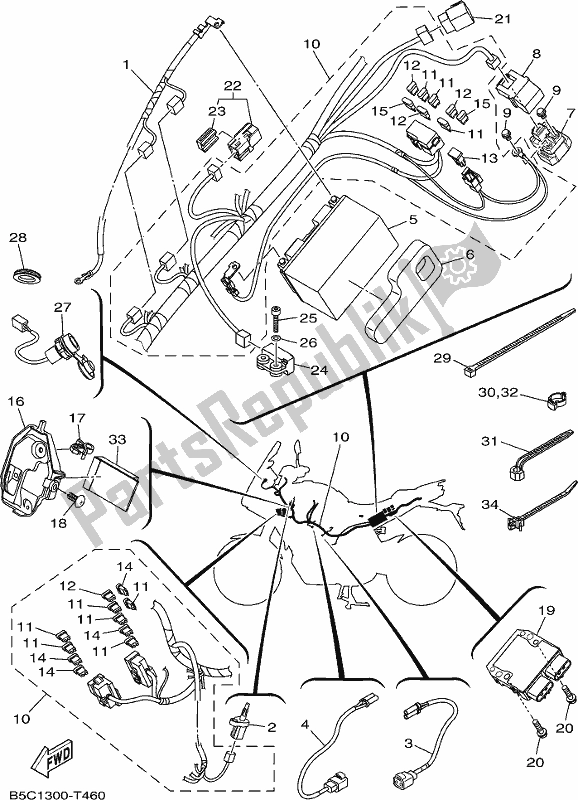 Todas as partes de Elétrica 1 do Yamaha MT 09 Tral MTT 850L 2020