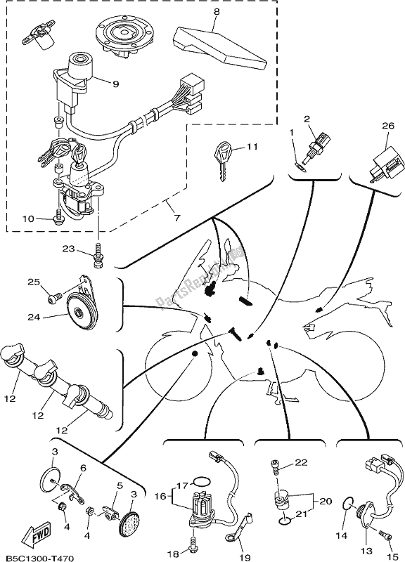 All parts for the Electrical 2 of the Yamaha MT 09 Tral MTT 850L 2020