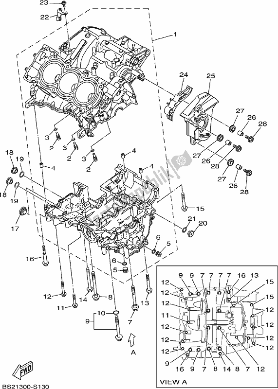 Todas las partes para Caja Del Cigüeñal de Yamaha MT 09 Trapl MTT 850 PL 2020