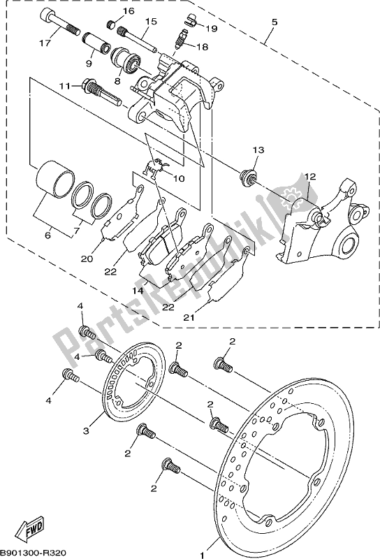 Wszystkie części do Zacisk Hamulca Tylnego Yamaha MT 09 Trapl MTT 850 PL 2020